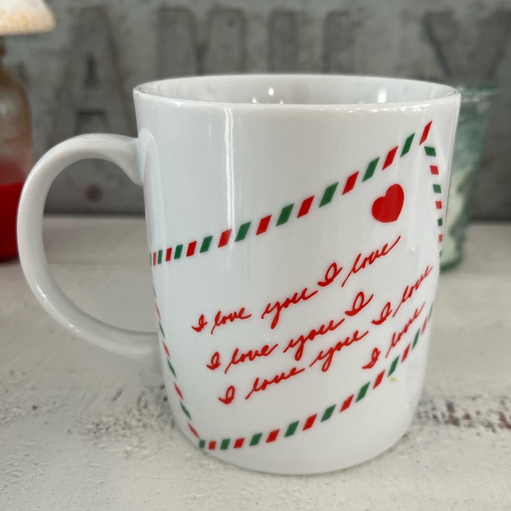 Vintage 80s Toscany Collection “I Love You” Handwritten Note Mug - Made in Japan